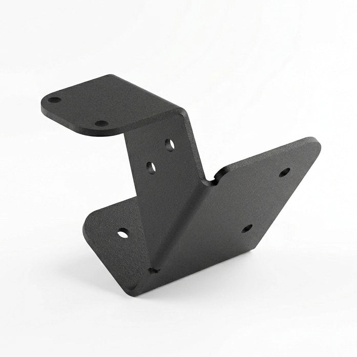 Black metal bracket on a white background