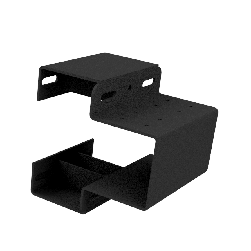 Black metal bracket on a white background